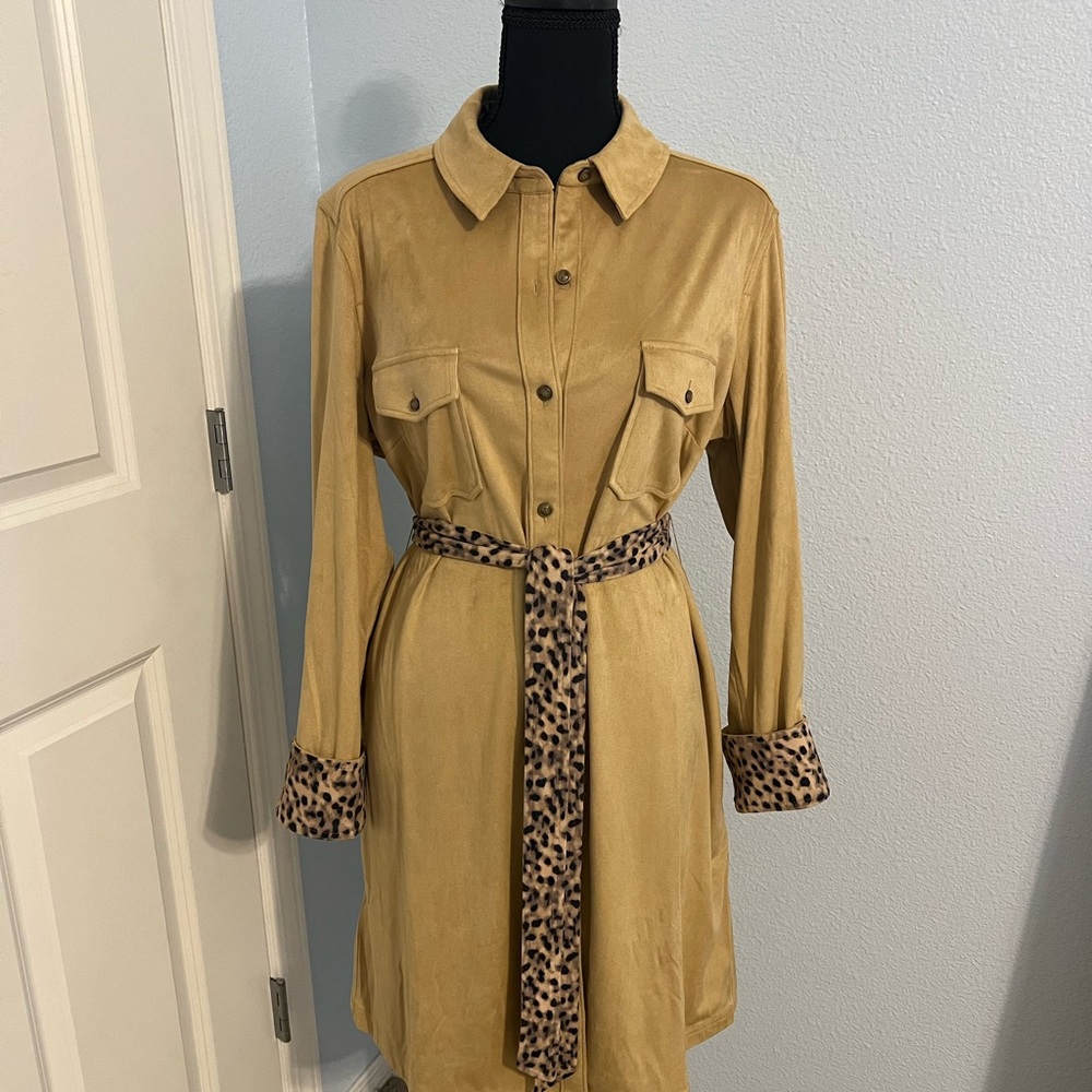 Tommy Bahama Tan Long Sleeve Shirt Dress